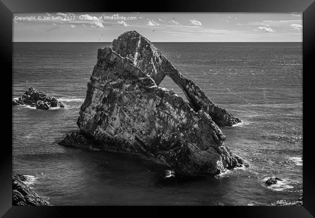 Bow Fiddle Rock, Portknockie, Scotland in Mono Framed Print by Joe Dailly