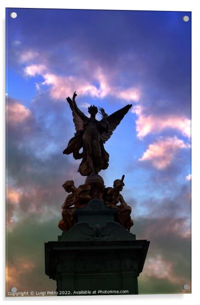 Gilded bronze Winged Victory, VIctoria memorial, London, UK. Acrylic by Luigi Petro