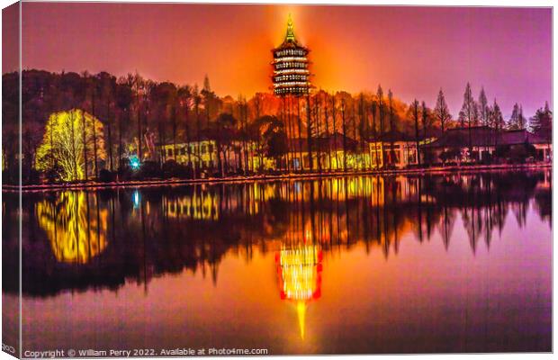 Leifeng Pagoda Reflection West Lake Hangzhou Zhejiang China Canvas Print by William Perry