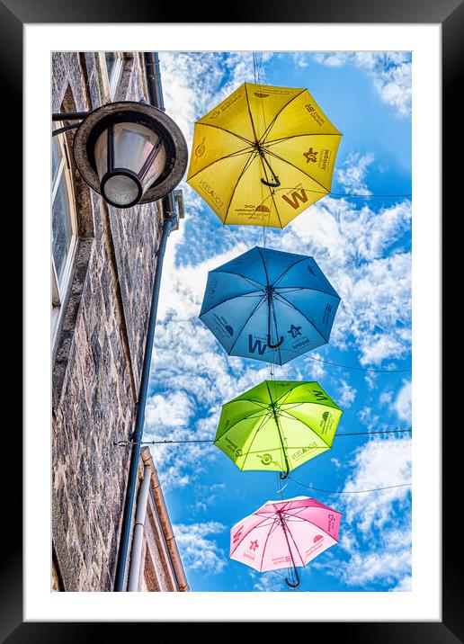 Hanging Umbrellas Framed Mounted Print by Valerie Paterson