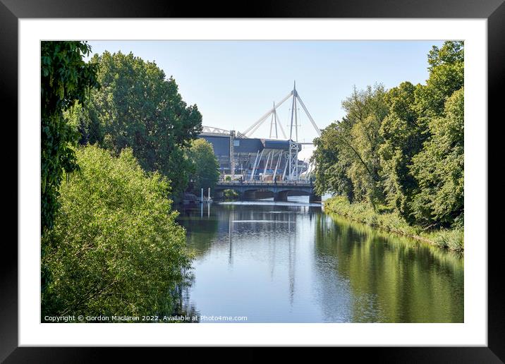 The Principality Stadium and the River Taff Framed Mounted Print by Gordon Maclaren