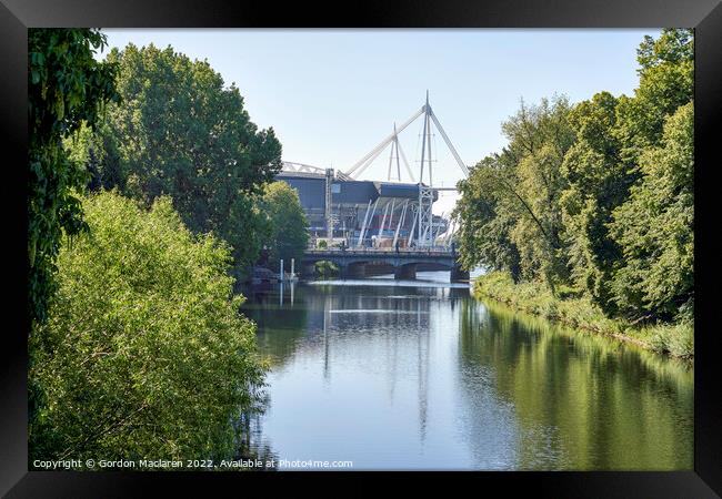 The Principality Stadium and the River Taff Framed Print by Gordon Maclaren