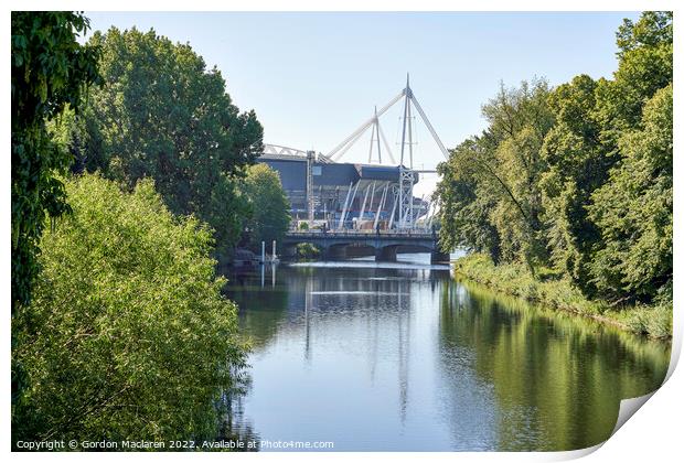 The Principality Stadium and the River Taff Print by Gordon Maclaren