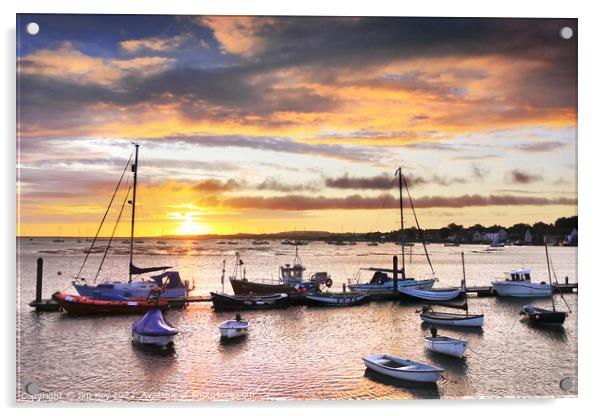 Sunrise Wells Harbour Norfolk  Acrylic by Jim Key