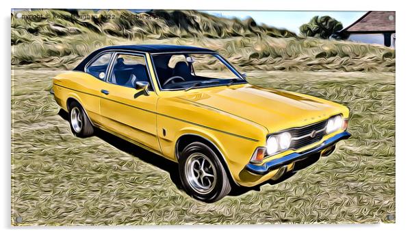 1976 Ford Cortina Mk3 (Digital Art) Acrylic by Kevin Maughan