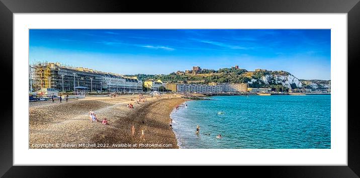 Dover Castle and Beach Framed Mounted Print by Steven Mitchell