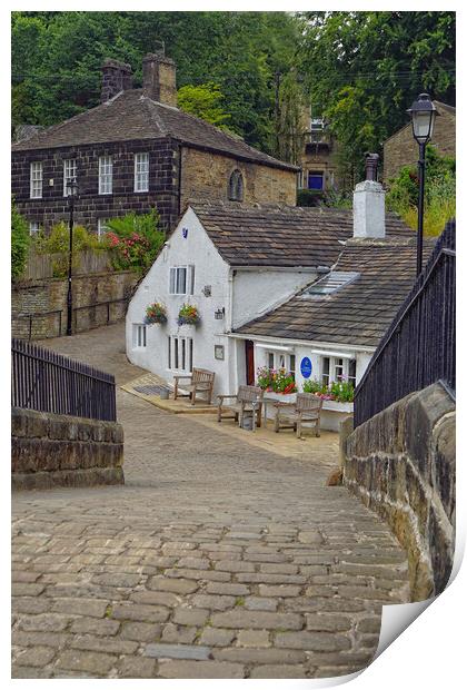 Ripponden, Old Bridge Inn. Print by David Birchall