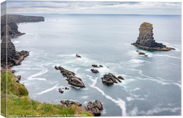 Sea Stack and the north coast cliffs of the loophead peninsular in County Mayo Canvas Print by Dave Collins