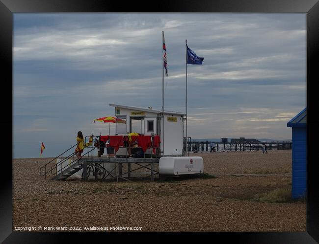 The Lifeguard Station on Hastings beach. Framed Print by Mark Ward