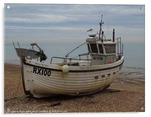 RX100 of the Hastings fishing fleet. Acrylic by Mark Ward