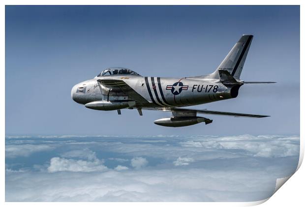 F-86 Sabre at altitude Print by Simon Westwood
