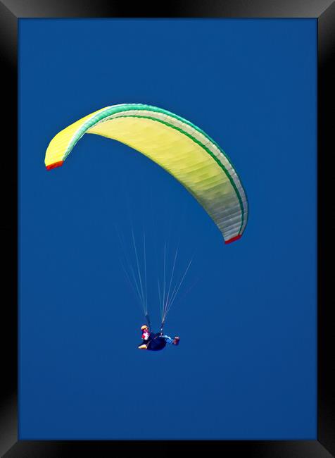 Paraglider in Lanzarote Framed Print by Joyce Storey