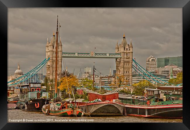 Tower of London Barges Framed Print by Dawn O'Connor