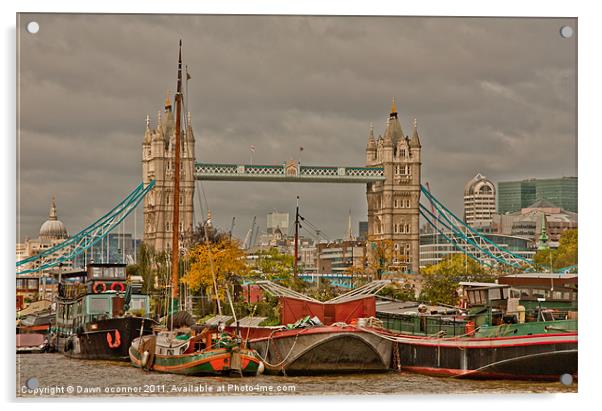 Tower of London Barges Acrylic by Dawn O'Connor