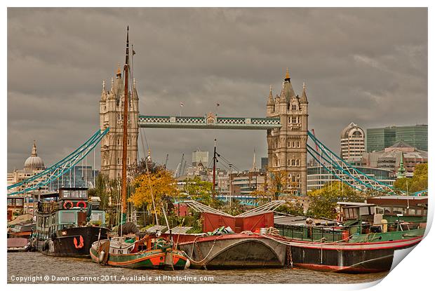 Tower of London Barges Print by Dawn O'Connor
