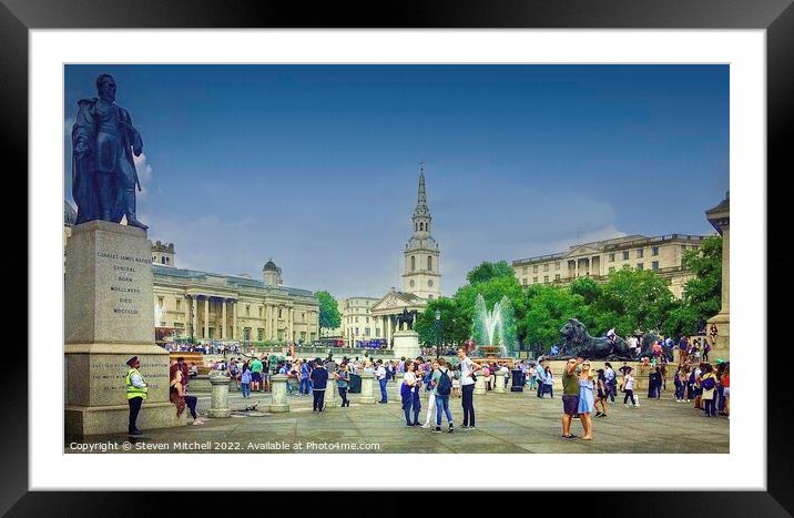 Trafalgar Square London Framed Mounted Print by Steven Mitchell