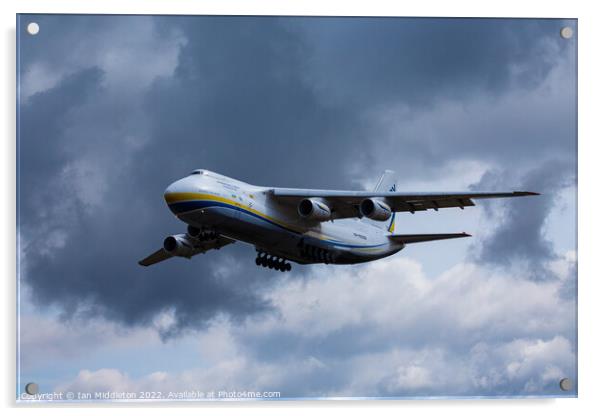Antonov AN-124 cargo plane landing at Ljubljana Joze Pucnik Airp Acrylic by Ian Middleton