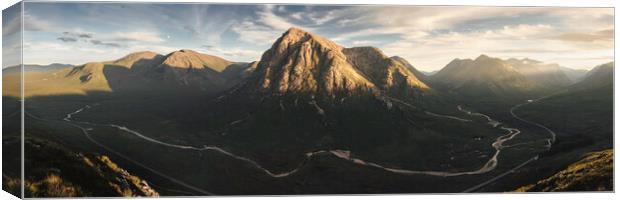 Glen Etive sunset panorama  Canvas Print by Anthony McGeever