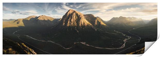 Glen Etive sunset panorama  Print by Anthony McGeever