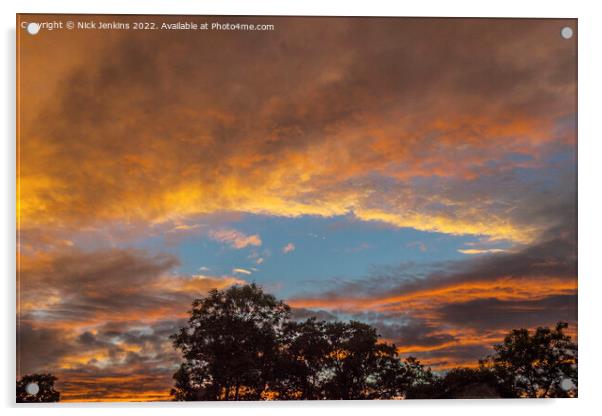 Multi Coloured Clouds over Cardiff July Evening  Acrylic by Nick Jenkins