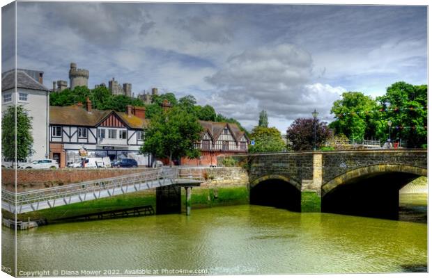 Arundel Bridge and Castle View Canvas Print by Diana Mower