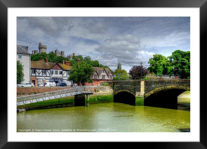 Arundel Bridge and Castle View Framed Mounted Print by Diana Mower