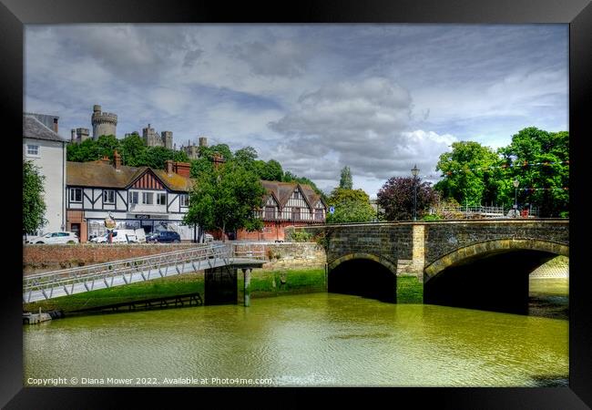 Arundel Bridge and Castle View Framed Print by Diana Mower