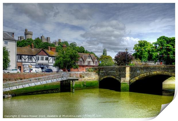 Arundel Bridge and Castle View Print by Diana Mower