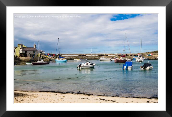 Boats in Cemaes Bay Harbour Anglesey Wales Framed Mounted Print by Pearl Bucknall
