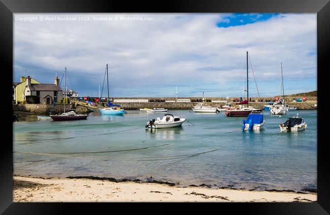 Boats in Cemaes Bay Harbour Anglesey Wales Framed Print by Pearl Bucknall