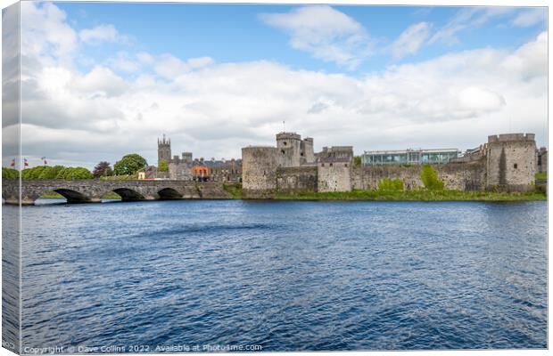 King John's Castle and Thomond Bridge over the River Shannon, Limerick, Ireland Canvas Print by Dave Collins