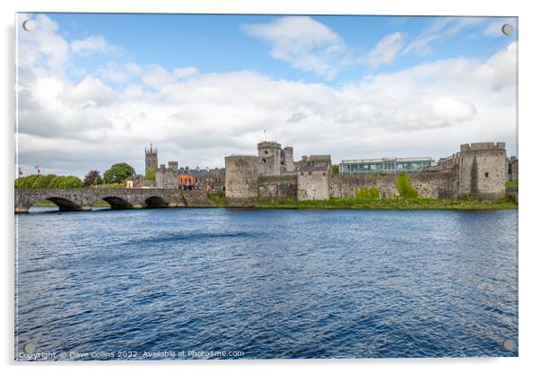 King John's Castle and Thomond Bridge over the River Shannon, Limerick, Ireland Acrylic by Dave Collins