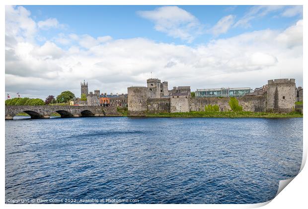 King John's Castle and Thomond Bridge over the River Shannon, Limerick, Ireland Print by Dave Collins