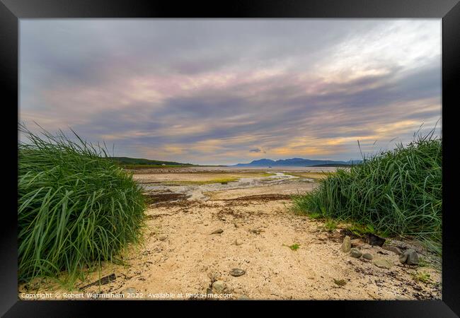 Sunset on St. Ninians beach Bute Framed Print by RJW Images