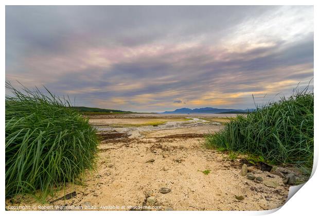Sunset on St. Ninians beach Bute Print by RJW Images