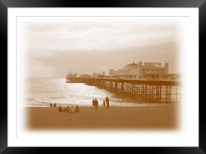 View of Brighton Pier from the beach. Brighton, UK. Framed Mounted Print by Luigi Petro