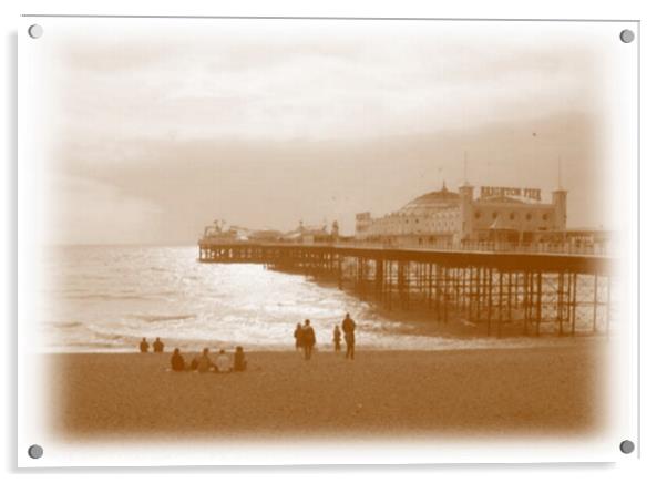 View of Brighton Pier from the beach. Brighton, UK. Acrylic by Luigi Petro