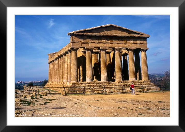 Concordia temple in Agrigento, Sicily, Italy Framed Mounted Print by Luigi Petro