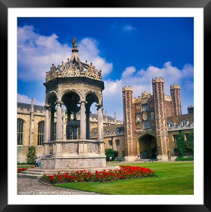 The Great Court, Trinity College, Cambridge,England. Framed Mounted Print by Luigi Petro
