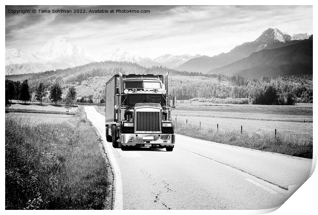 Trucking Through the Mountains Monochrome Print by Taina Sohlman