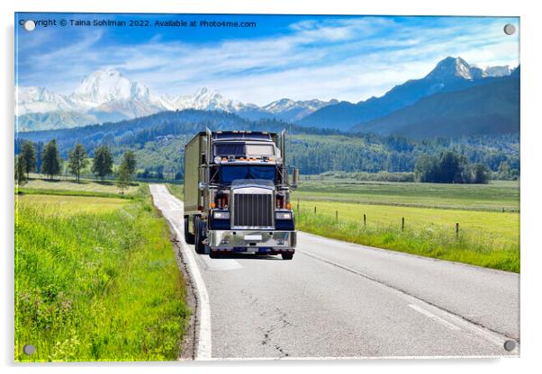 Trucking Through the Mountains  Acrylic by Taina Sohlman
