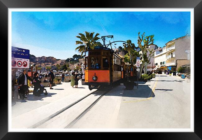 Sóller tourist train, Majorca - CR2205-7525-WAT Framed Print by Jordi Carrio