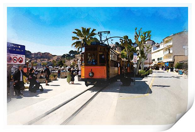 Sóller tourist train, Majorca - CR2205-7525-WAT Print by Jordi Carrio