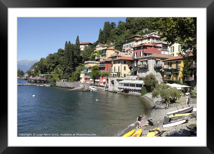 The small harbour of Varenna, Lake Como, Italy. Framed Mounted Print by Luigi Petro