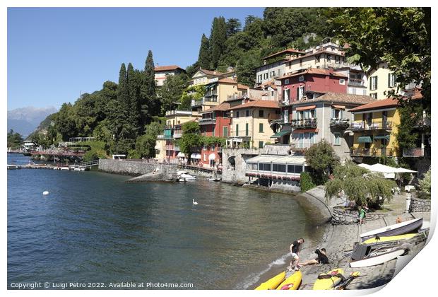 The small harbour of Varenna, Lake Como, Italy. Print by Luigi Petro