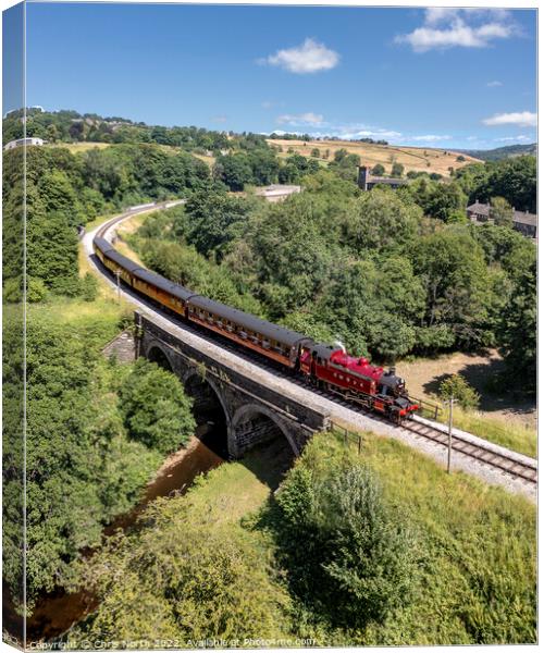The little red train, Ivatt Class  on the Keighley and Worth Valley Railway. Canvas Print by Chris North