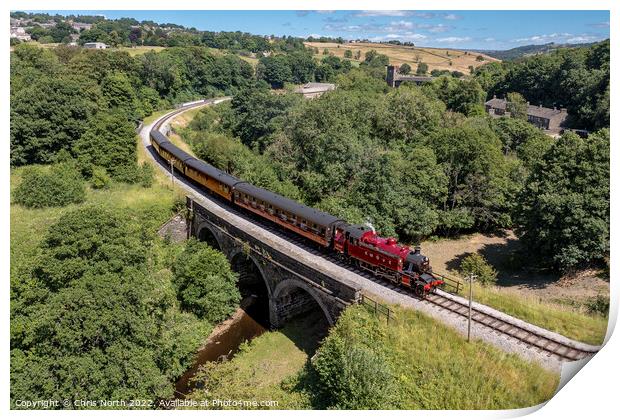 Ivatt Class steam train on the Keighley and Worth Valley Railway. Print by Chris North