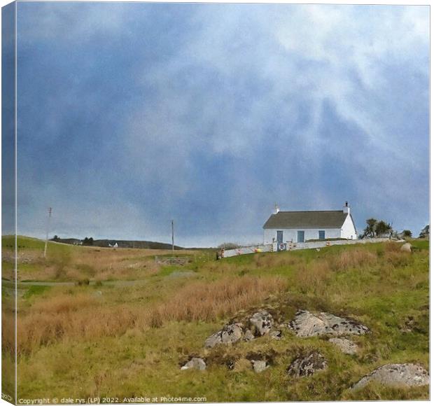 cozy little house on a hill- isle of mull Canvas Print by dale rys (LP)