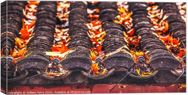 Ancient Chinese House Roof West Lake Hangzhou Zhejiang China Canvas Print by William Perry