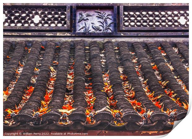 Ancient Chinese House Roof West Lake Hangzhou Zhejiang China Print by William Perry